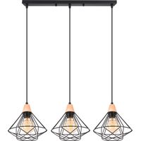 Rétro Vintage Lustre Suspension E27 22cm Noir