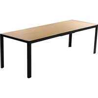 Gartentisch 190 cm für 8 Personen mit Tischplatte aus gehärtetem Glas in Holzoptik BRISBANE