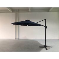 Roma 3M Garden Patio Parasol Outdoor Umbrella with LED Lights and Cross Base Dark Blue