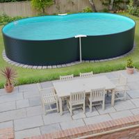 Stahlwandpool achtform 540x350x120 cm, Stahl 0,4 mm anthrazit, Folie 0,4 mm blau, Einhängebiese