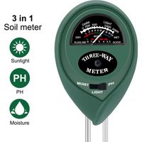Testeur de sol 3 en 1 : mesure du pH, de l’humidité et de l’intensité lumineuse pH-mètre pour le sol Hydromètre pour le sol
