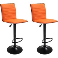 Set von 2 Barhockern NEW YORK ORANGE - maximale Belastung: 120 kg - PU-ähnlich - Metallfuss - Höhenverstellbar 100-120 cm