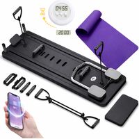 Planche de Pilates interactive pour le fitness et le cardio, planche de Pilates multifonctionnelle et pliable pour exercices, bandes de résistance noires
