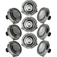 vhbw 9x Replacement Shaver Heads compatible with Philips RQ1131, RQ1150, RQ1150X, RQ1141, RQ1145, CCRQ1185, RQ1151 Electric Shaver Silver