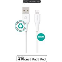 Cable USB-A a Lightning MFI eSTUFF INFINITE de 1 m, blanco. Reciclado. Súper suave, sin PVC, ES601170
