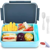(bleu) Lunch Box 1250ml, Lunch Box Lunch Box Plastique Lunch Box Adulte Enfants Scurit Anti-fuite Respectueux De L'environnement Bote Lunch Scell