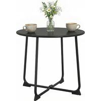 Tavolino da Caffè da Esterno Rotondo 50 cm, Tavolo in Metallo con Base a X e Piedini Antiscivolo, Nero