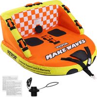 VEVOR Bouee Tractee Gonflable, Canape Tracte pour Tubing Bateaux, 1 a 2 passagers, avec sieges de pont et dossier, tube tractable 154 kg, housse entierement en nylon, poignees de maintien en EVA