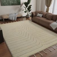 Tapis en laine Bedouin Natural - Tapis en laine - 290x190cm, Rectangular - 100% Laine vierge - Tufté main - Crème