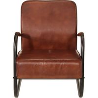 Fauteuil de Salon,Chaise,Fauteuil marron cuir véritable CDS43701