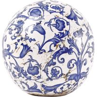 Ac-Deco – Boule en céramique 12cm bleu – Élément décoratif de jardin – Finition patinée pour intérieur et extérieur – Résistante aux intempéries