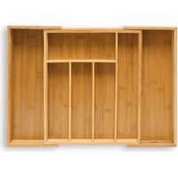 Relaxdays – Organiseur de tiroir extensible en bambou 5x29-48x34 cm – 5 compartiments modulables – Pour cuisine et salle de bain – Résistant à l'humidité