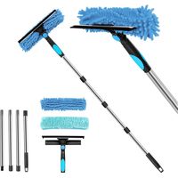 Kit de nettoyage de vitres de 65 pouces, kit de nettoyage de vitres 2 en 1, adapté aux outils de nettoyage des vitres de la maison et de la voiture.