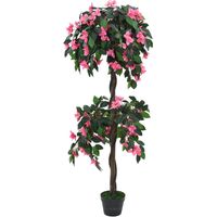 Vidaxl – Plante artificielle de rhododendron 155cm – 630 feuilles et 252 fleurs – Pot en plastique inclus – Aspect naturel et réaliste