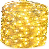 Lot de 2 Guirlande Lumineuse Noël à 10M 100 LED et à piles en fil de cuivre pour éclairage intérieur et extérieur, chambre, décoration de mariage, fête, décoration d'arbre