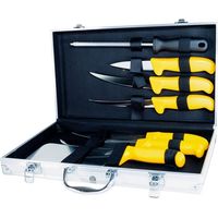 Pradel – Mallette valise du boucher 7 pièces – Couteaux en acier inoxydable – Manche ergonomique – Émouture intégrale pour coupe professionnelle