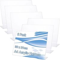 Lot de 6 supports horizontaux en plexiglas transparent pour menu, dépliants, affiches, dépliants, bureaux, magasins, restaurants, 297 x 210 mm
