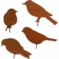 4 pezzi sagome di uccelli in metallo arrugginito, uccelli patinati con viti, decorazione di uccelli arrugginiti, per recinzione da giardino, decorazione di alberi e rami (decorazione arrugginita),