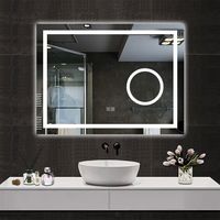 Ducha Casa Espejo de baño con led, 80 x 60 cm,rectangular,luz con 3 colores, función bluetooth ,lupa 3x, antinieble, brillo regulable, función de memoria agapada, apagado automático tras una hora de i