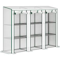 Serre jardin étagères 3 niveaux serre balcon 3 portes enroulables zippées 215x46x151 cm blanc