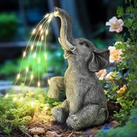 Solarbetriebene Elefantenfiguren mit Bewässerungsfunktion für den Garten, Geburtstagsgeschenk für Frauen, Mütter, Großmütter und Senioren, Elefantenornament