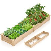 Goplus – Carré potager en bois de pin 0,26m³ – 2 bacs à plantation – Cloisons amovibles pour fleurs, légumes, herbes – Dimensions 228 x 62 x 25cm