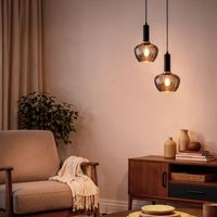 Pendelleuchte Metall und Glas Daira Rauchgrau
