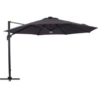 Torben Hängesonnenschirm Ø3,5M mit Solarlampe schwarz, grau.