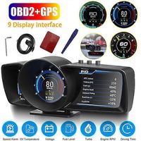 Affichage tête haute multifonction pour voiture HUD, OBD+GPS, compteur de vitesse intelligent, système d'alarme, turbo boost.A600