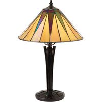 Interiors Dark Star - Lampada da tavolo piccola 1 luce nera, vetro stile Tiffany, E14