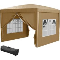 Gazebo Pieghevole 3x3 m con 4 Pannelli Laterali Acciaio Oxford Cachi
