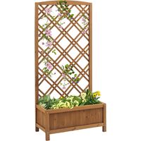 Jardinera con Celosía para Trepadoras Cultivos Plantas en Terraza Jardín Balcón 60x30x122,5 cm Natural