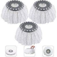 3Pcs Têtes Microfibre Balai, Mop Heads, Tête de Vadrouille Rechange Rond Têtes Mop Rotation à 360 pour Balais Serpillère Rotatif 360°(Diamètre 16 cm)-