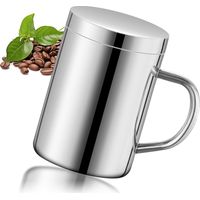 Mug Isotherme Cafe De 400 Ml, Tasse Inox En Acier Avec Couvercle, Isolation Thermique Et Anti-BrûLure,Gobelet Inox Enfant,Metal Tasse Thermos, Adapté Au Bureau Et Au Camping