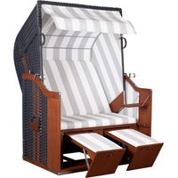deVries Strandkorb ""Profi Ostsee POEL"" PVC anthrazit Des. 989, Größe 124 x 87 x 159 cm