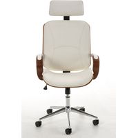 CLP – Chaise de bureau Dayton – Fauteuil pivotant en similicuir – Design élégant avec cadre en bois – Hauteur réglable et appui-tête intégré
