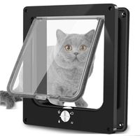 Katzenklappe mit 4-Wege-Magnet, Haustiertür für Katzen und kleine Hunde, Katzentür mit Tunnel (L, Schwarz)