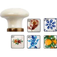 POMOLO PER MOBILI IN CERAMICA 'P04' Ø 31 mm - Bianco decoro 100