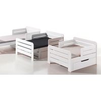 Lit évolutif bébé 90x140 cm – Structure en pin massif blanc – Tiroir lit intégré – 3 couchages transformables
