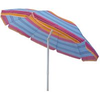 Runder Strandschirm 2 Meter mit Stahlstangen und rotem Limettenblau Polyester Tuch