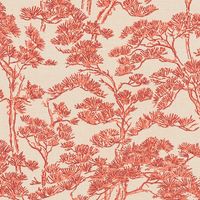 Textured Vinyl Wallpaper Beige Red Tree Print Asian Inspired Non Woven