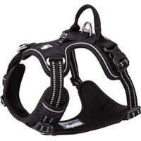 Harnais pour Chien No Pull Nylon Souple Réfléchissant Réglable pour Petit Grand Animal Domestique (S, Noir)