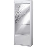 Schuhschrank mit vier Spiegeltüren und einer oberen Schublade Ash White 63x29x H164 cm