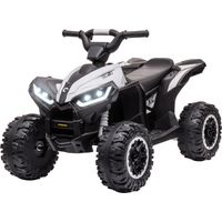 Quad électrique enfant 3-5 ans 12V 2 moteurs noir blanc 83x53x55.5 cm