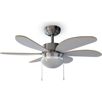 Cecotec – Ventilateur de plafond avec lumière – Moteur en cuivre 50W – 3 vitesses – 6 pales aérodynamiques – Diamètre 81 cm – Fonction été/hiver