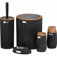Badezimmer-Set, 5-teilig, für WC, Badezimmer, schwarz, rund, Loft