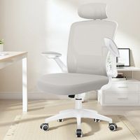 Chaise de bureau ergonomique Chaise de bureau en maille respirante Chaise d'ordinateur roulante confortable avec dossier et appui-tête réglables, accoudoirs pliables, Gris Clair Felixking