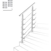 VINGO Treppengeländer Edelstahl Geländer Balkongeländer Ø 42mm für Innen und Außen Garten Treppenhaus 150 cm 5 Querstäbe