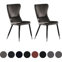 Lot de 2 chaises de salle à manger rembourrées New York LUX avec embouts argentés pour salle à manger et cuisine - Gris foncé