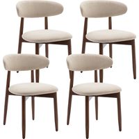 COLAMY chaise-Lot de 4 Chaises -Chaise de Salle à Manger, Structure en bois, Design Vintage, Chaise Idéales pour Cuisine et Salle à Manger-Beige